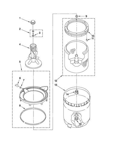 Agitator, basket and tub parts
