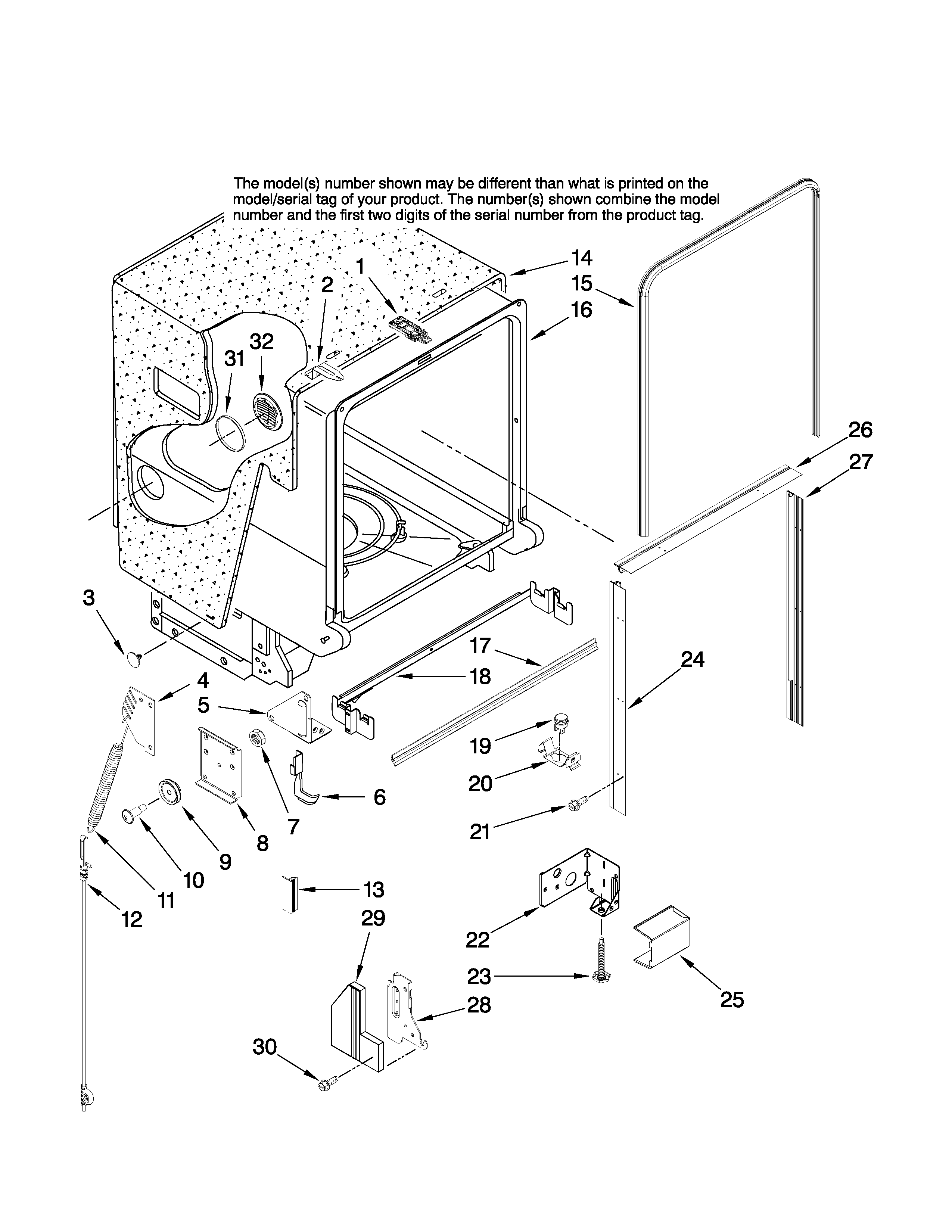 TUB AND FRAME PARTS