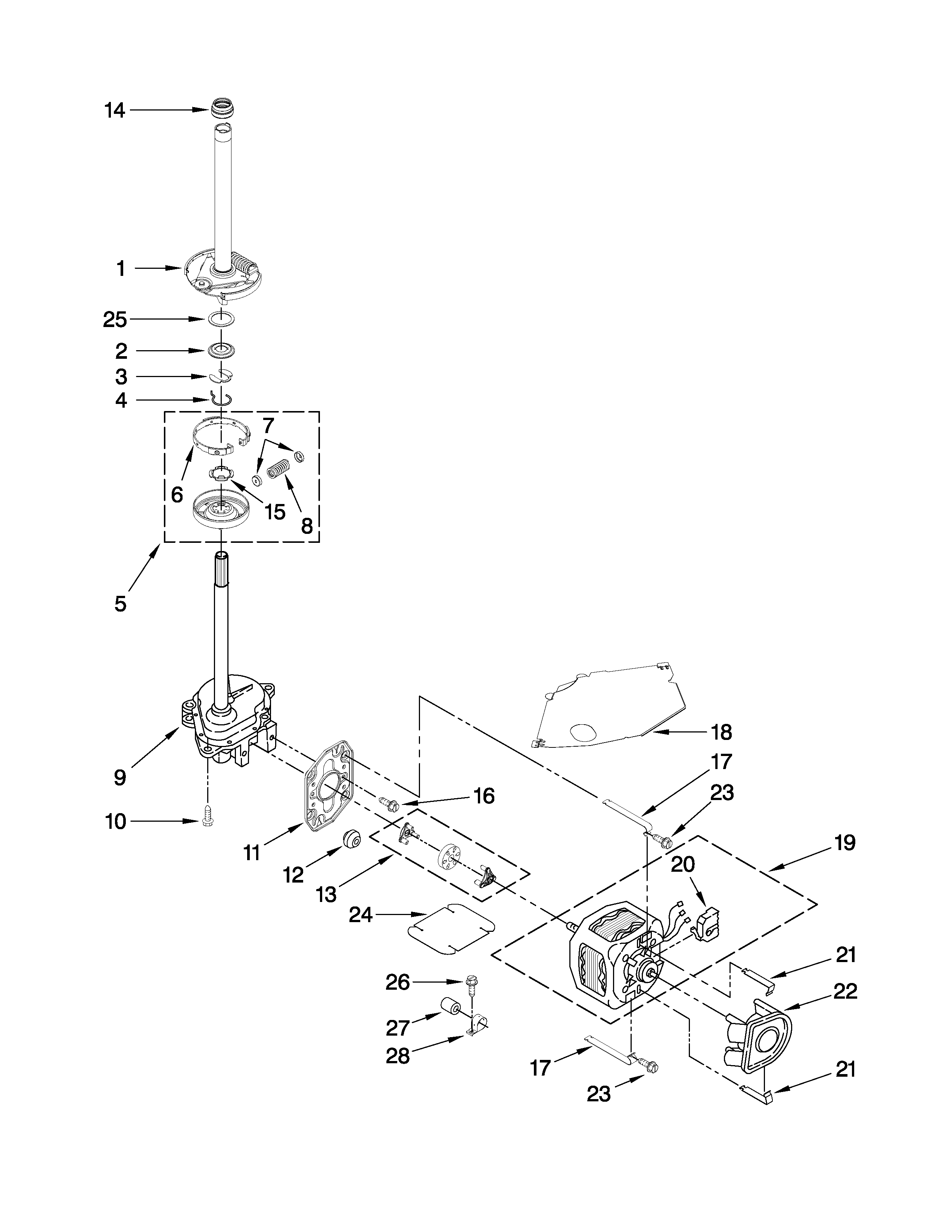 Brake, clutch, gearcase, motor and pump parts