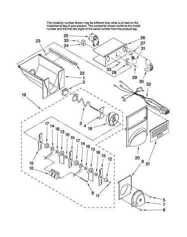 Motor and ice container parts
