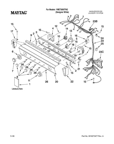 Washer/dryer control panel parts
