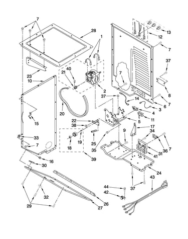 Dryer cabinet and motor parts