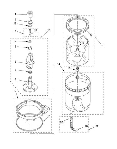 Agitator, basket and tub parts
