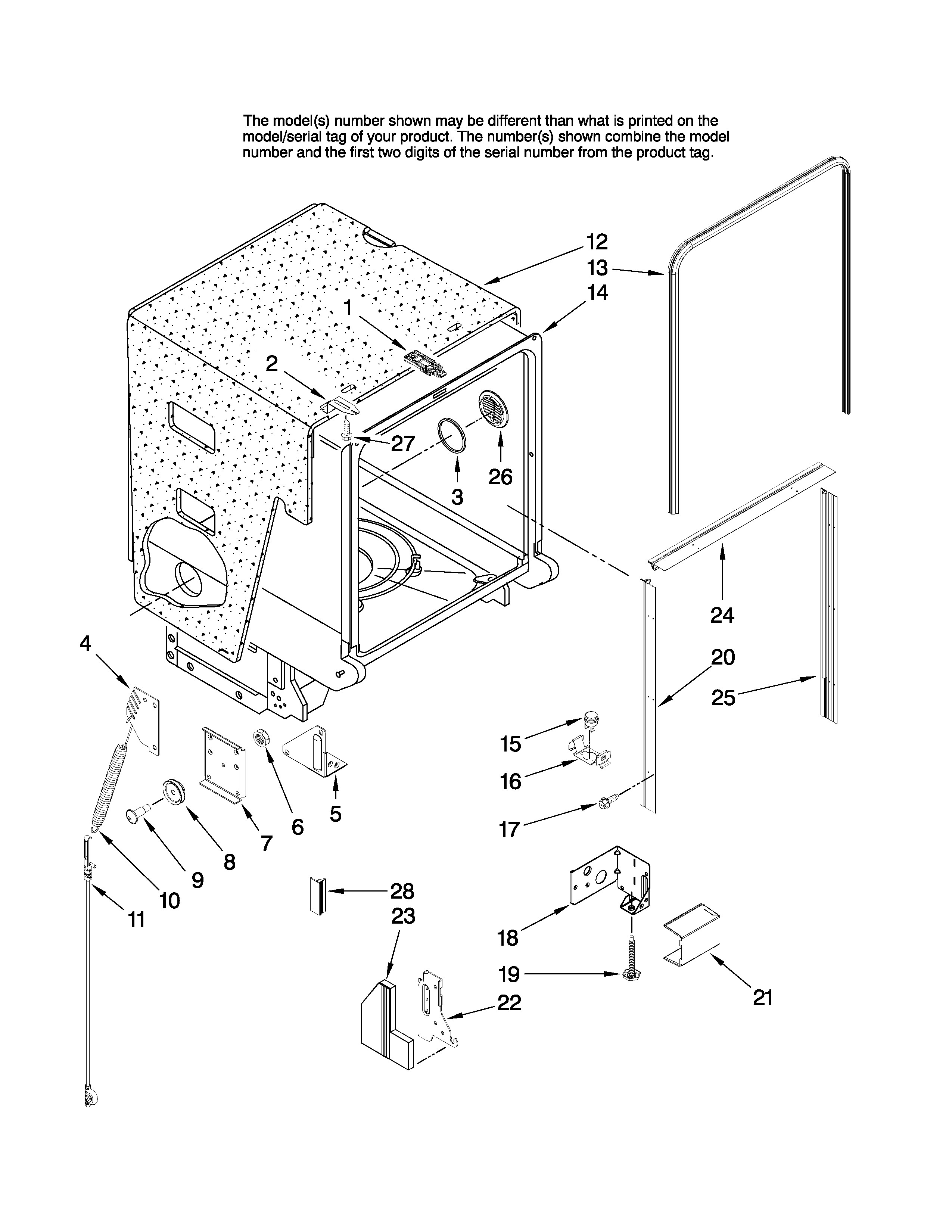 TUB AND FRAME PARTS