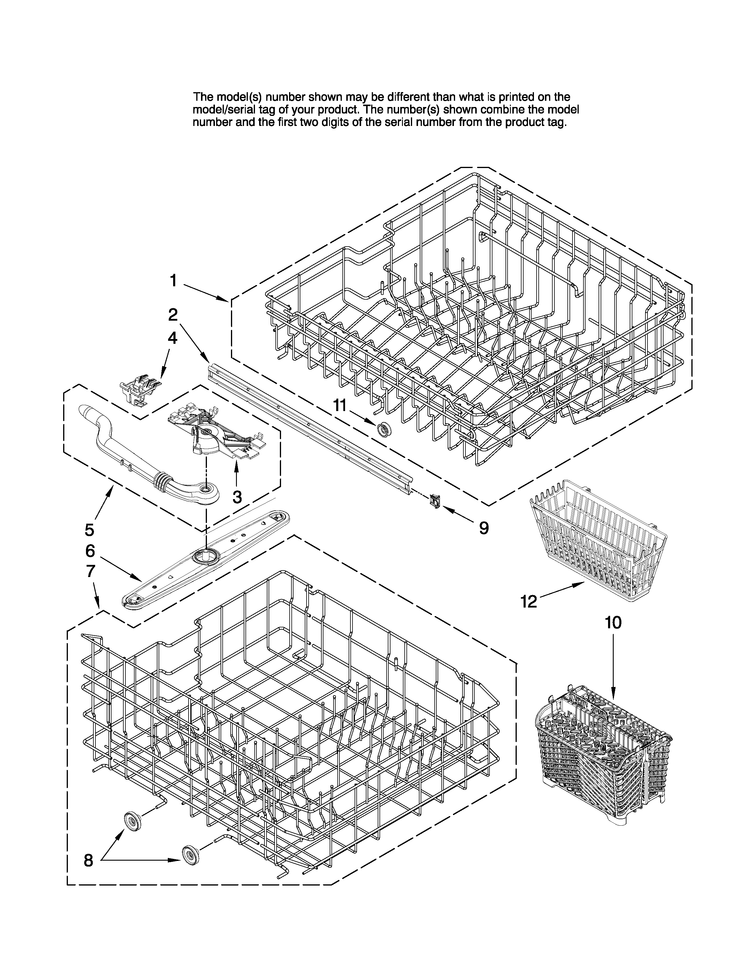 Upper and lower rack parts