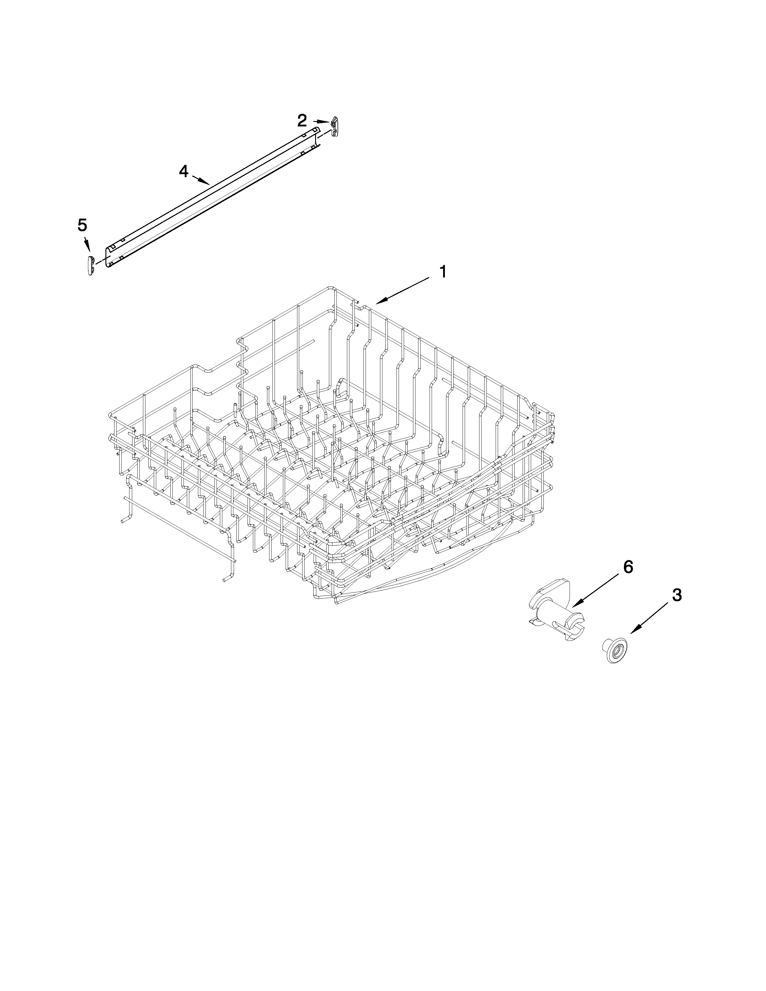 Upper rack and track parts