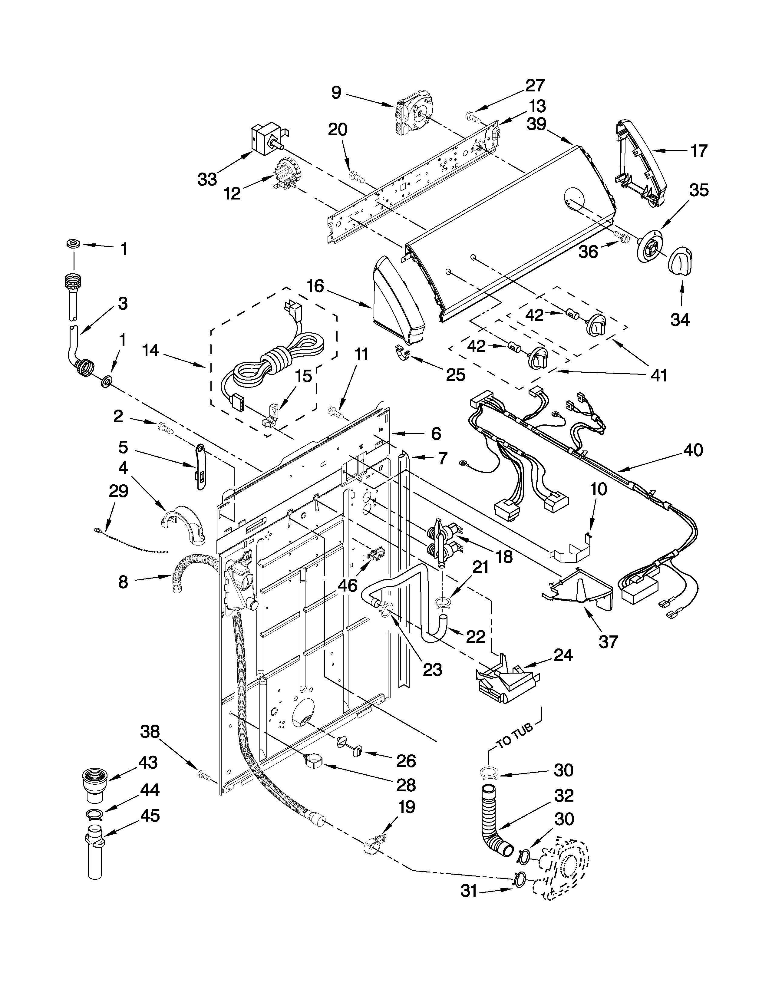 Controls and rear panel parts
