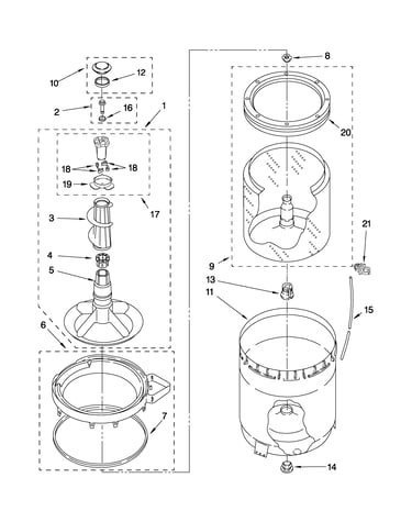 Agitator, basket and tub parts