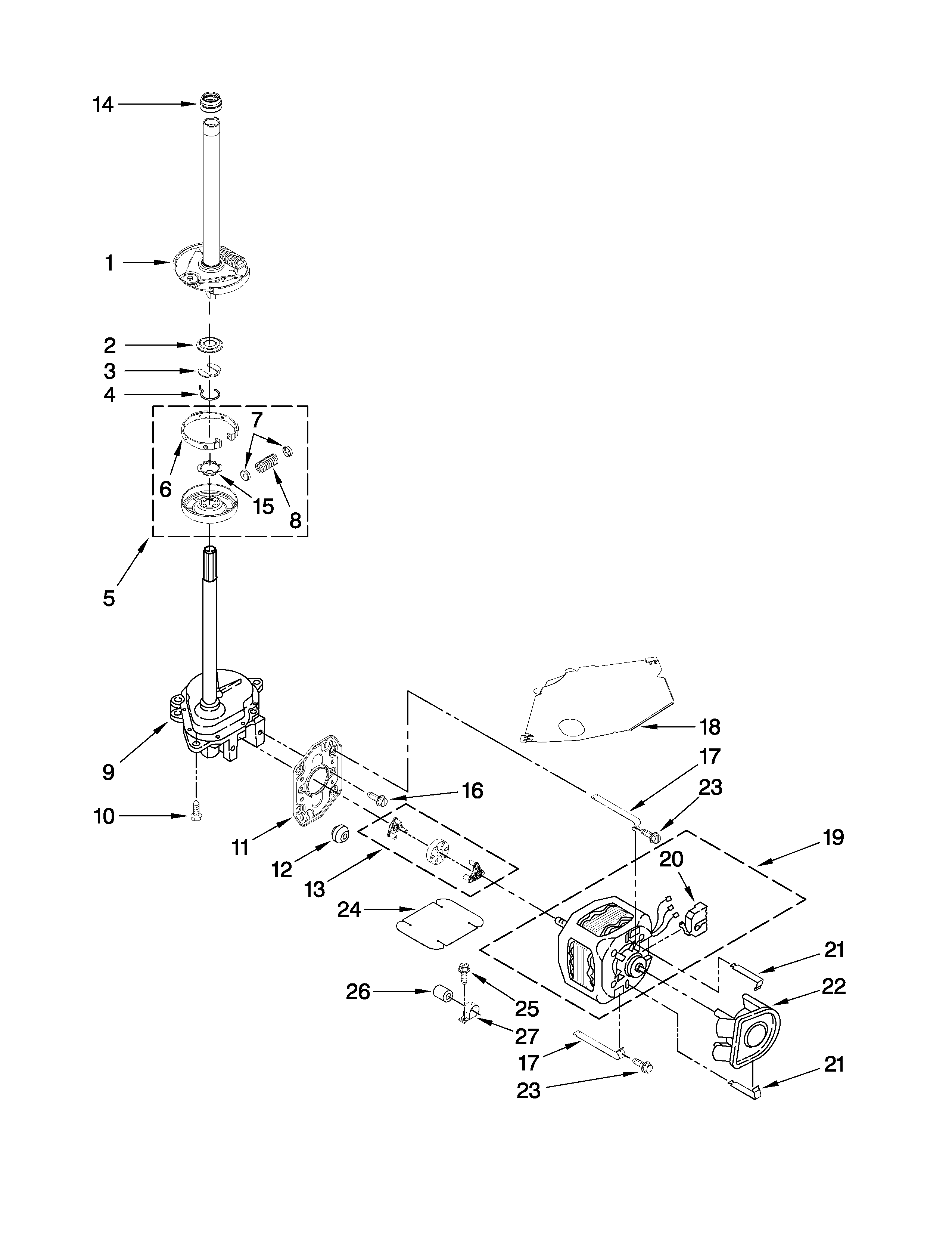 Brake, clutch, gearcase, motor and pump parts