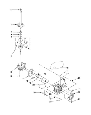Brake, clutch, gearcase, motor and pump parts