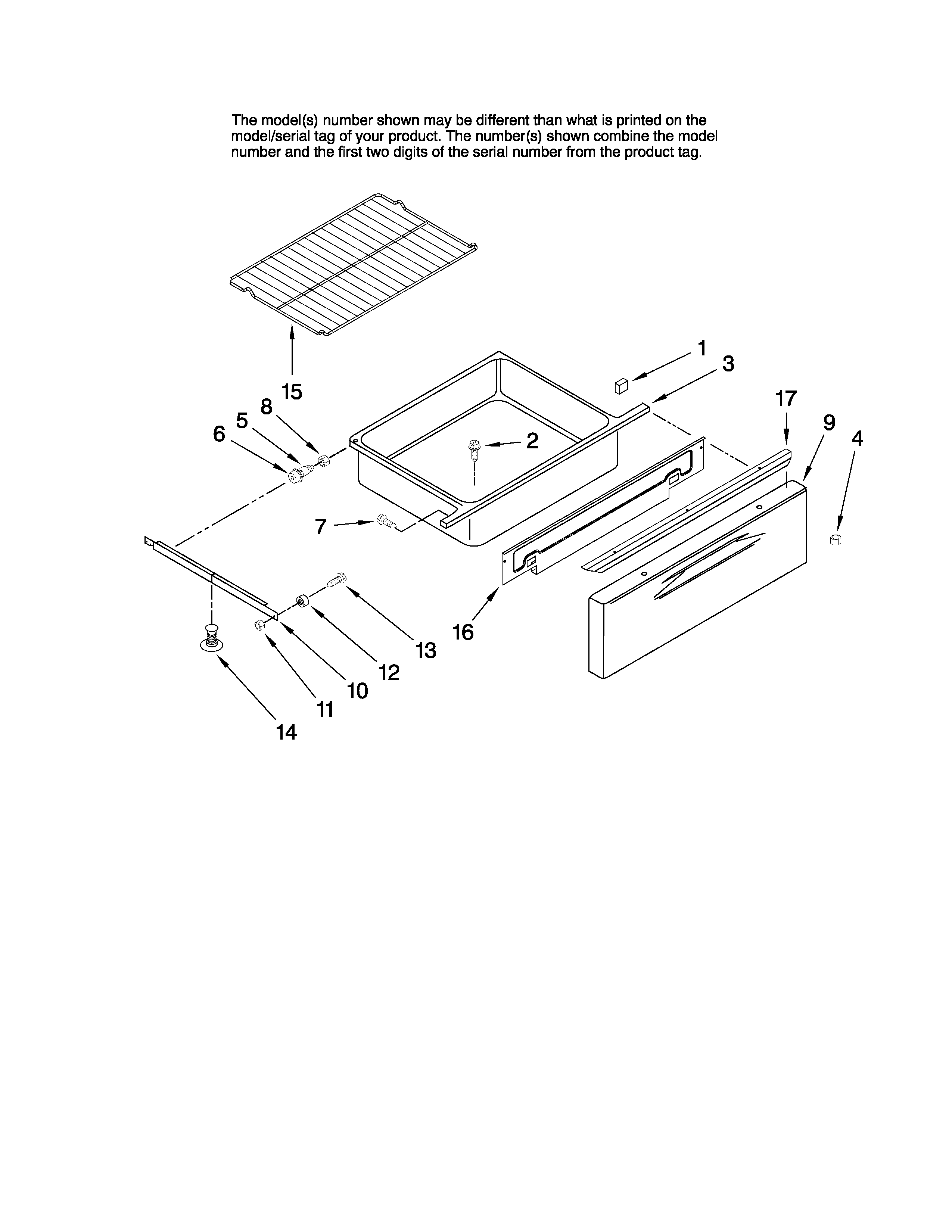 Drawer and rack parts