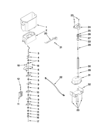 Motor and ice container parts