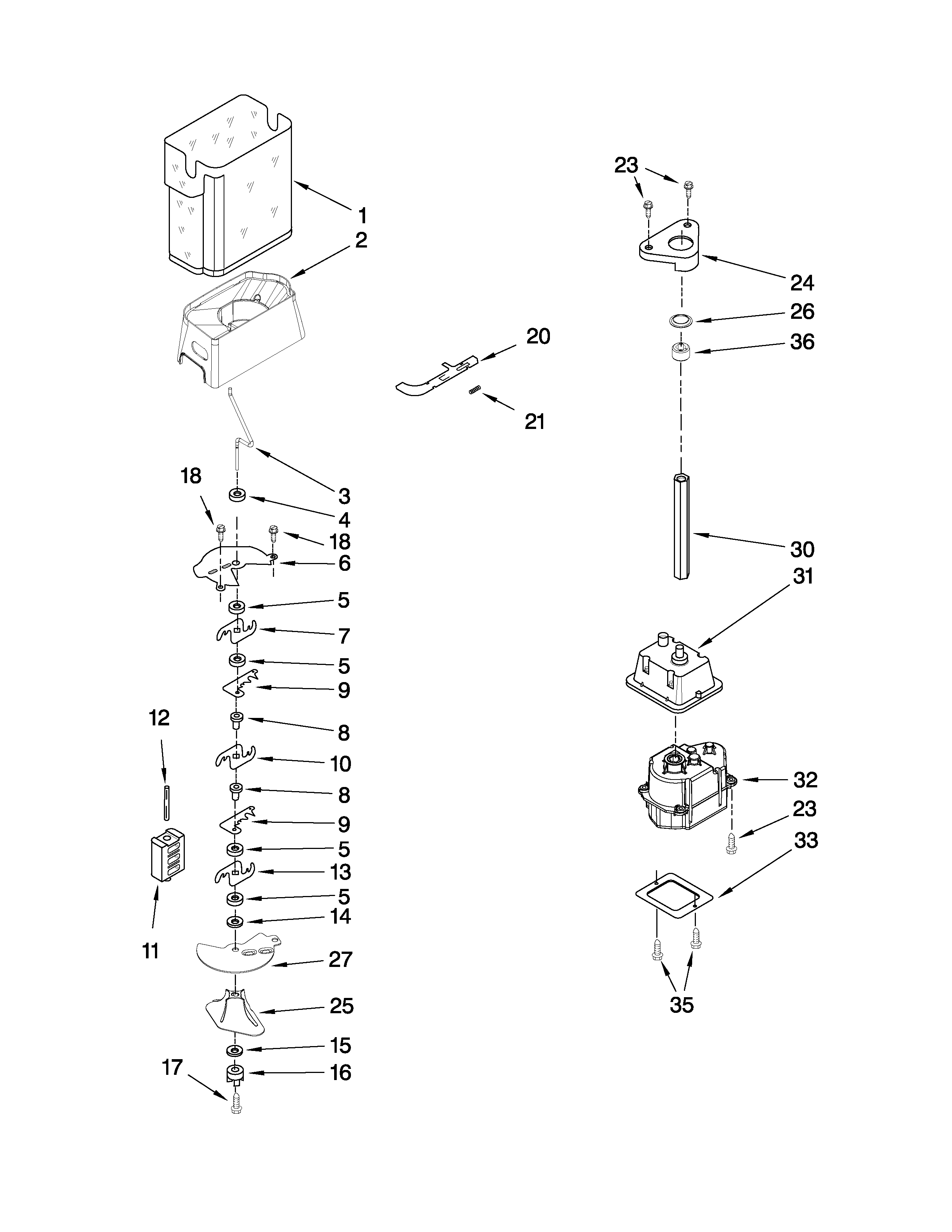 MOTOR AND ICE CONTAINER PARTS