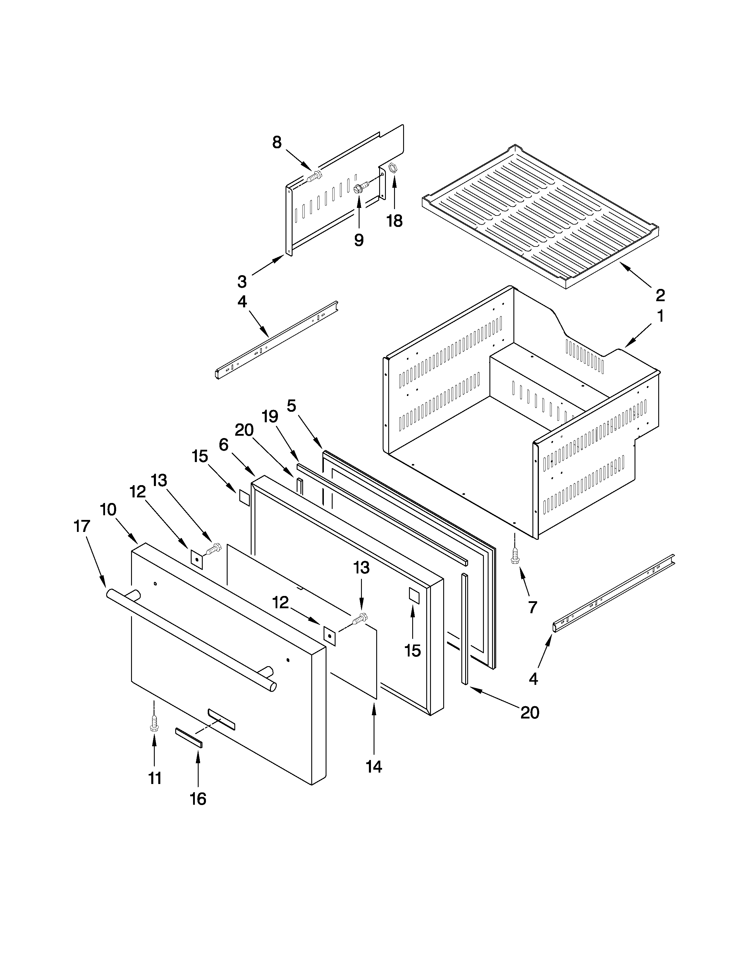 Lower drawer parts