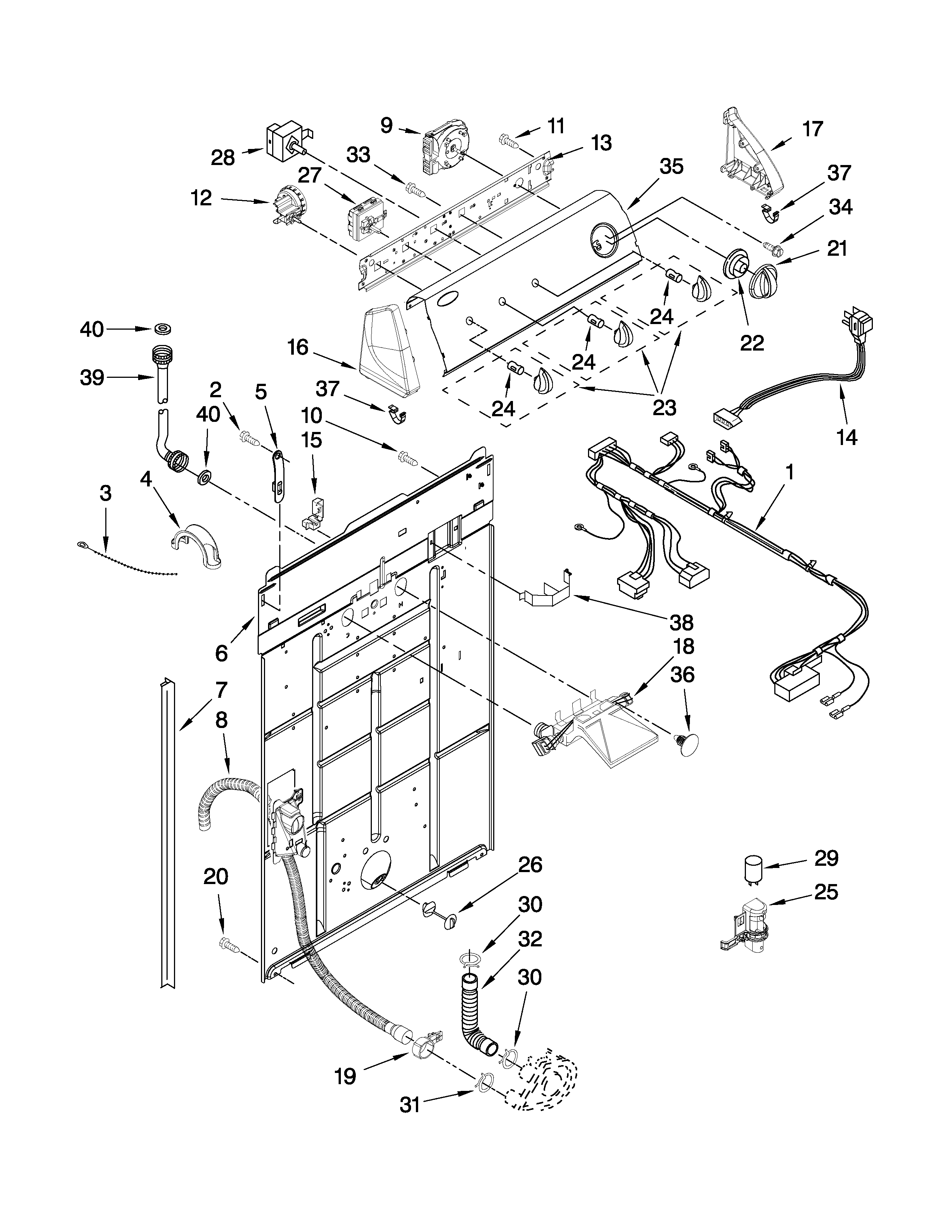 Controls and rear panel parts