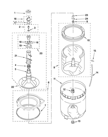 Agitator, basket and tub parts