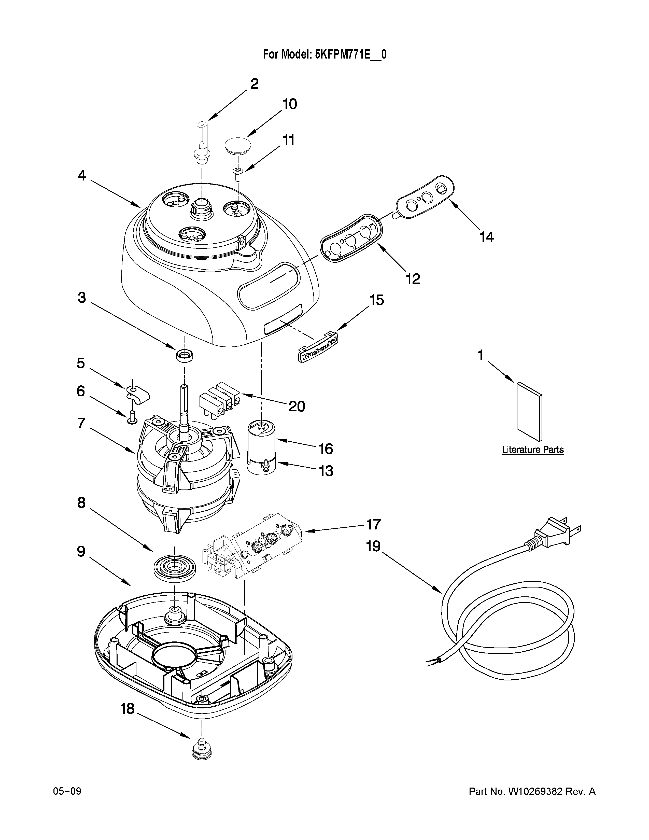 Motor and housing parts