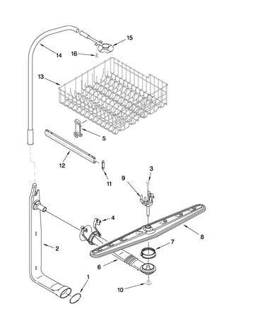 Upper dishrack and water feed parts