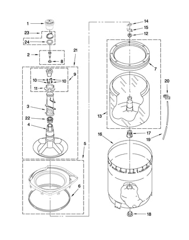 Agitator, basket and tub parts