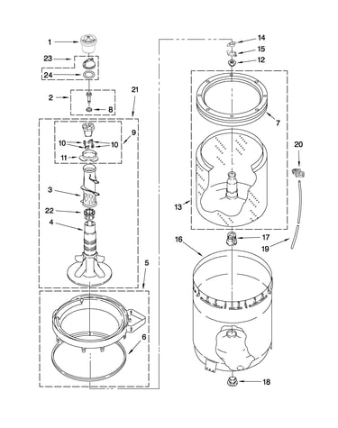 Agitator, basket and tub parts