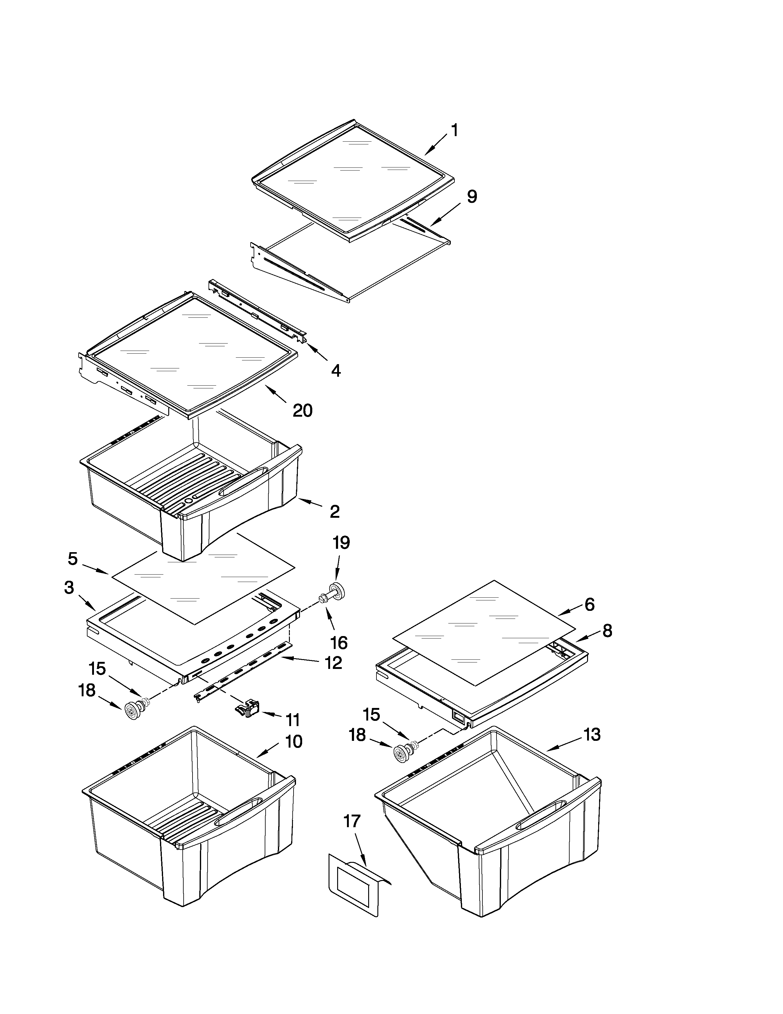 Refrigerator shelf parts