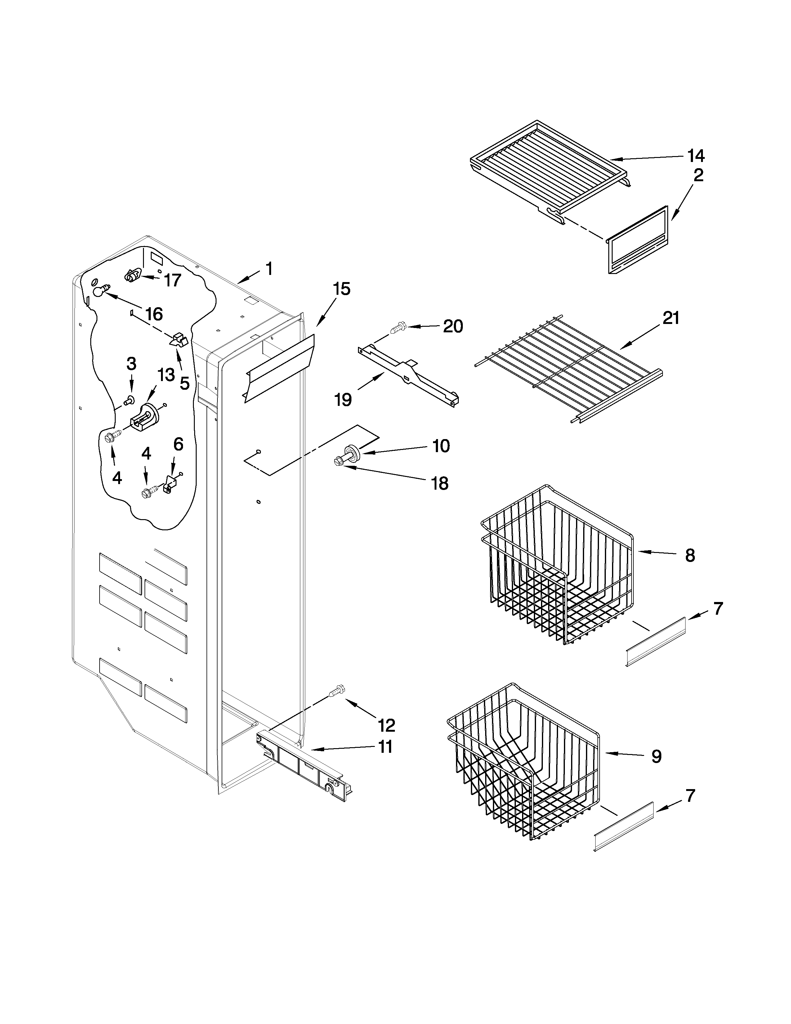 Freezer liner parts