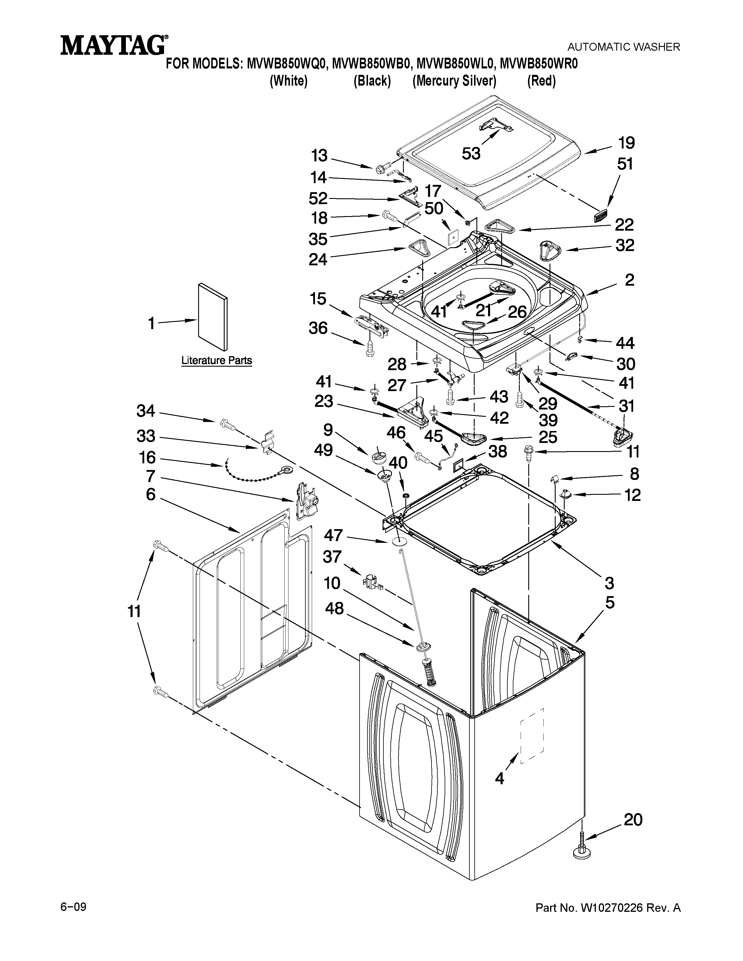 TOP AND CABINET PARTS