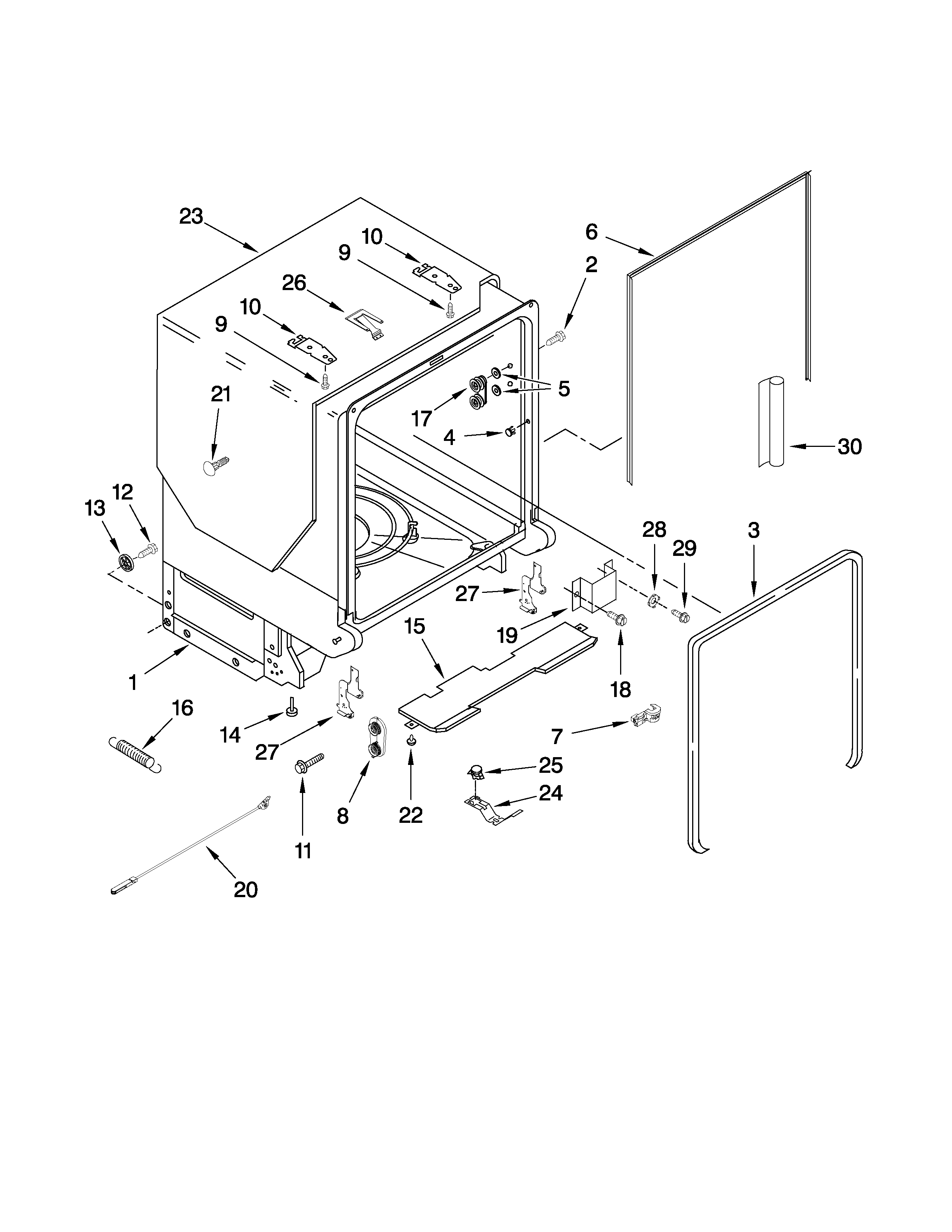 TUB AND FRAME PARTS