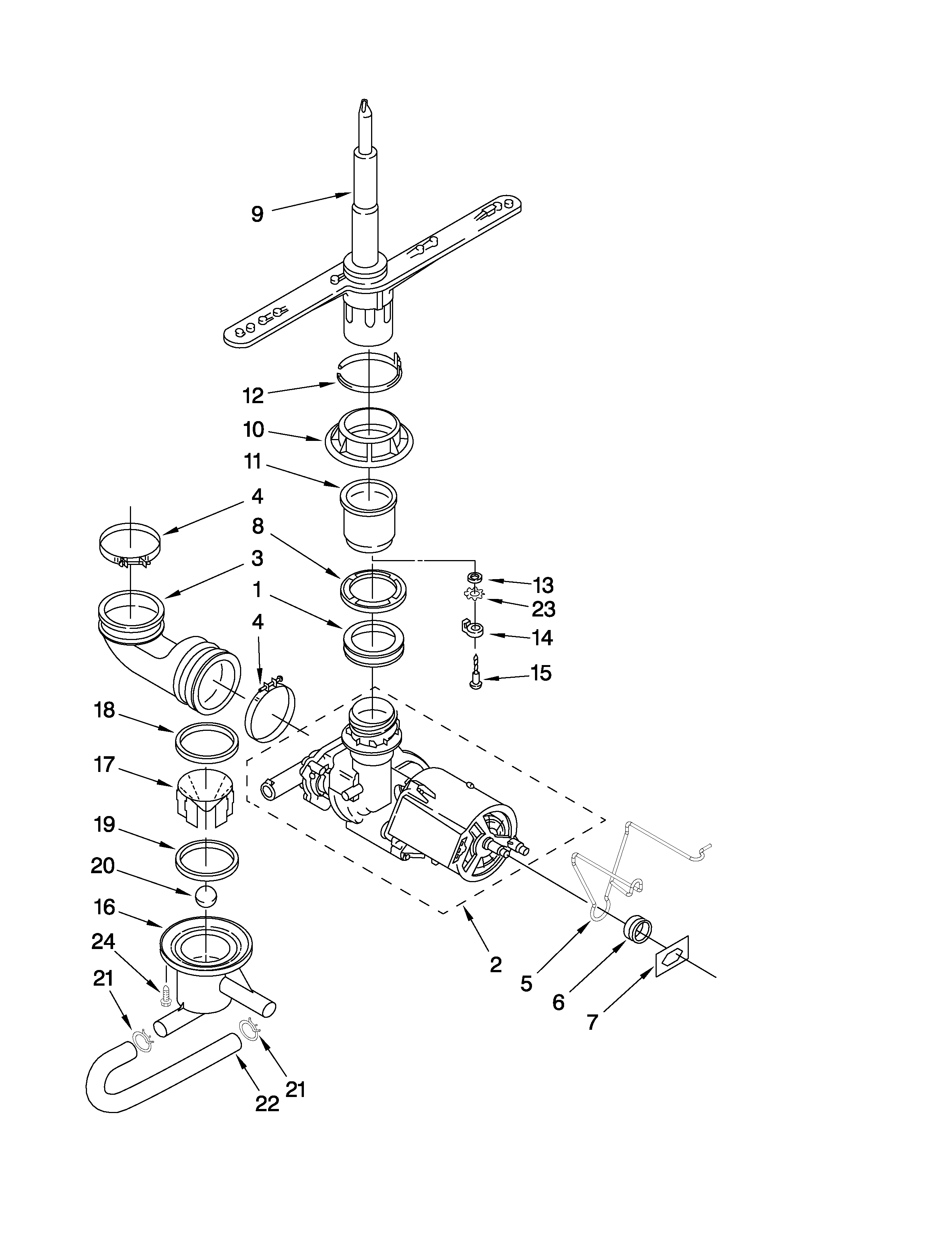 Pump and spray arm parts