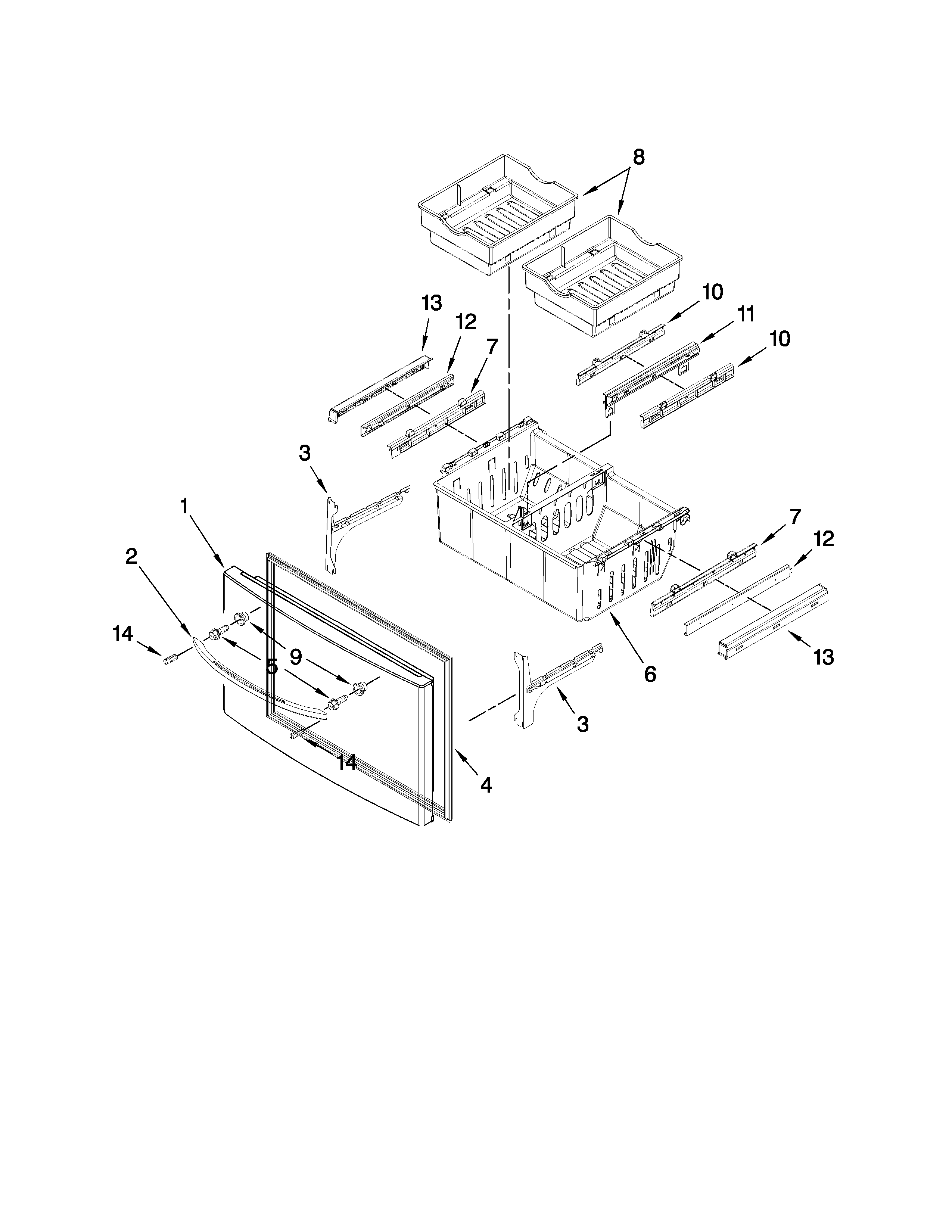 Freezer door parts