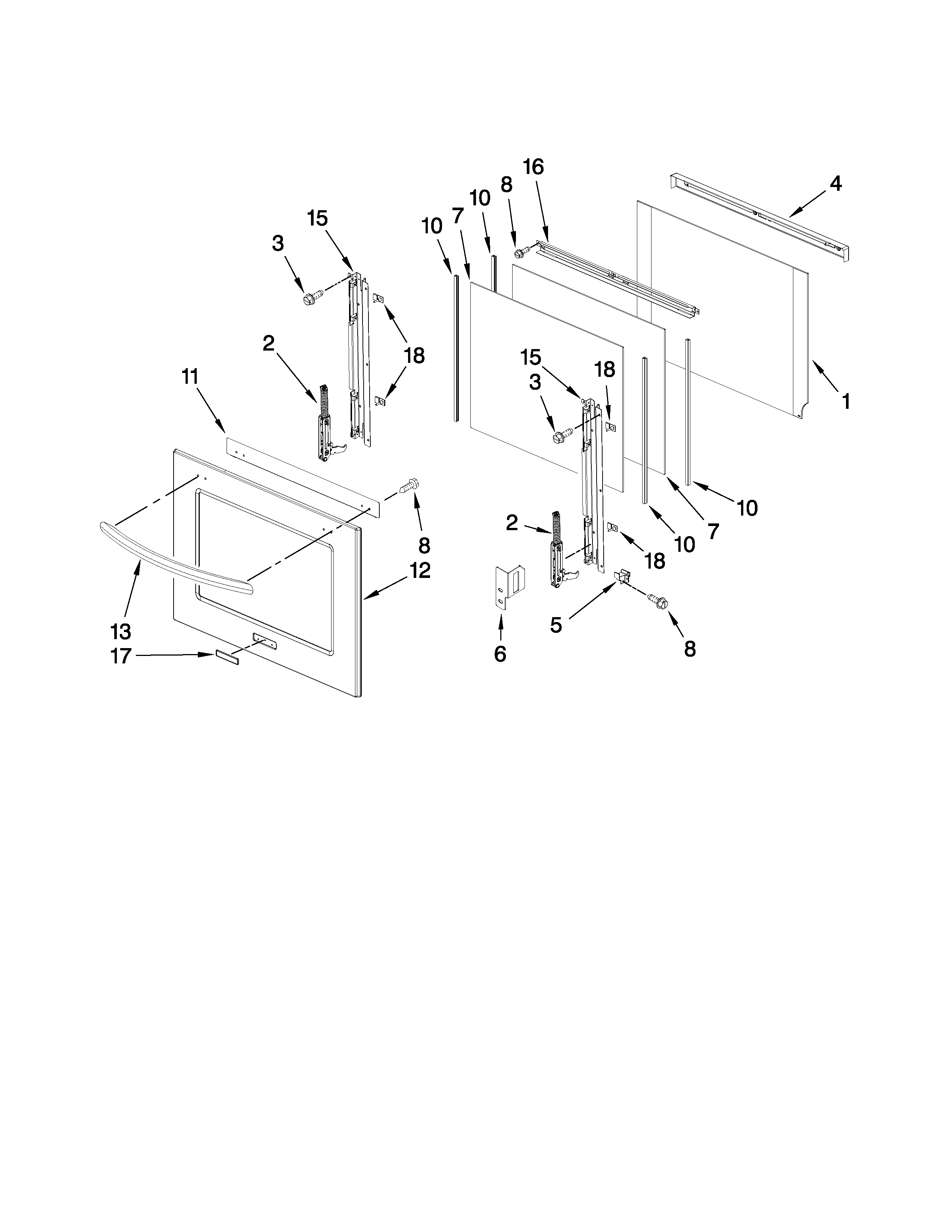 Oven door parts