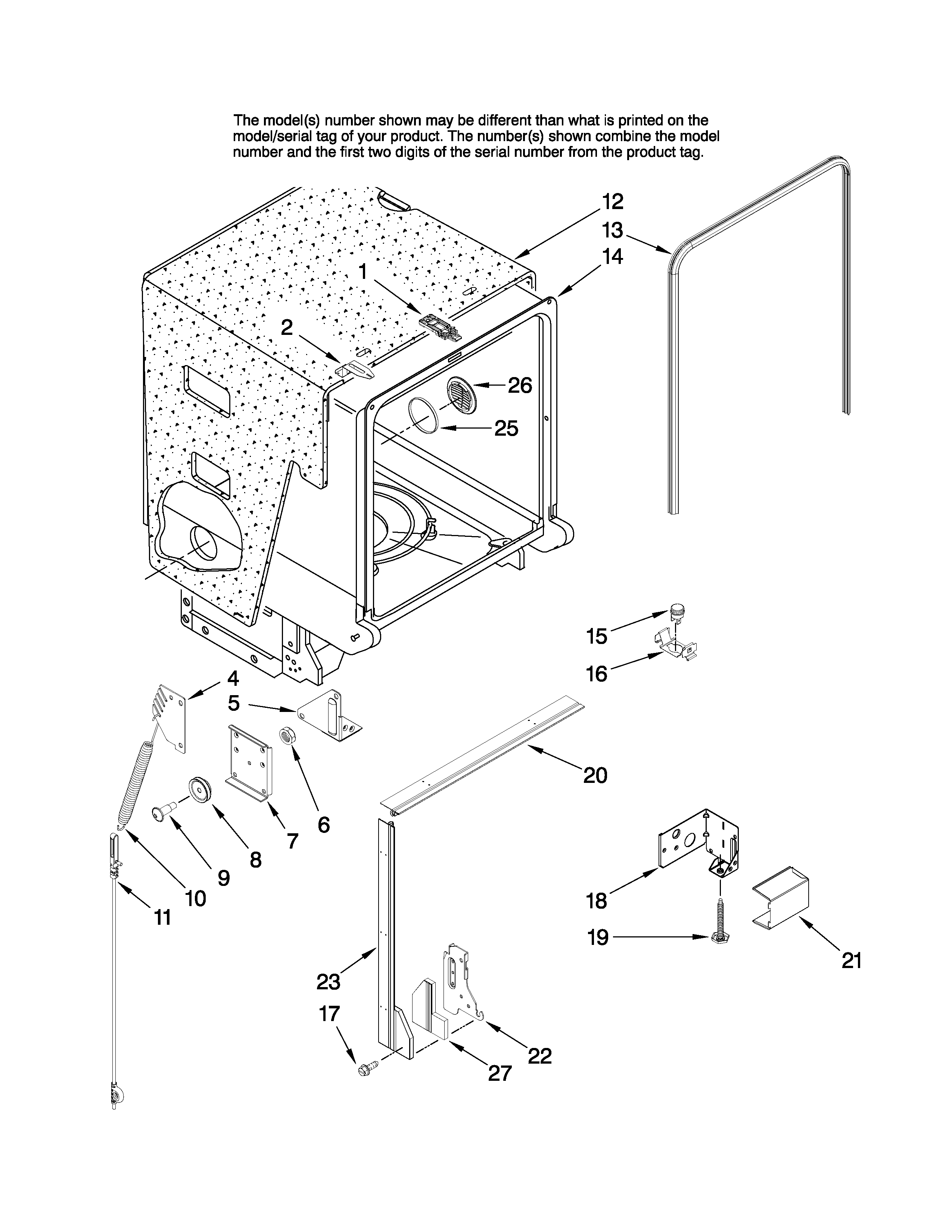 TUB AND FRAME PARTS