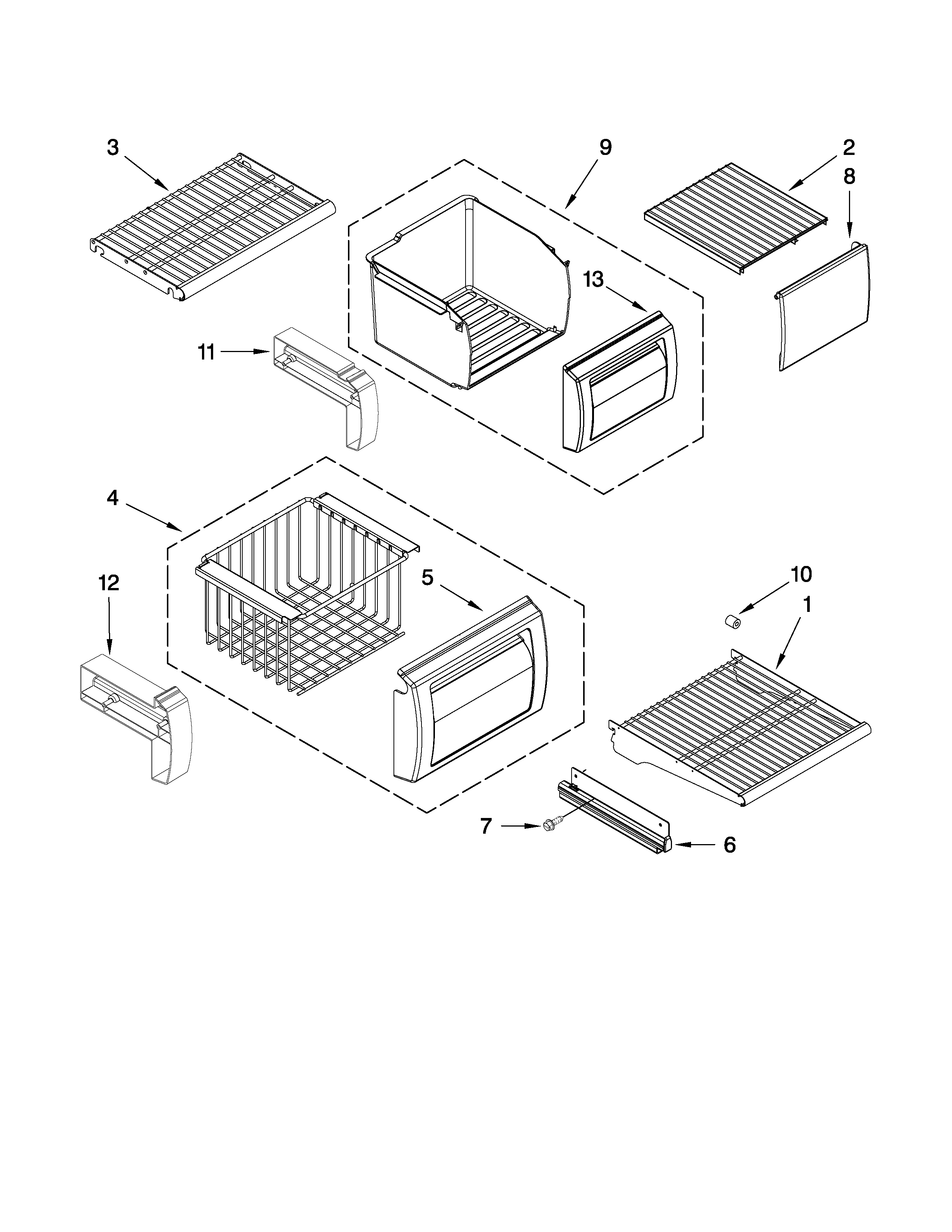 Freezer shelf parts