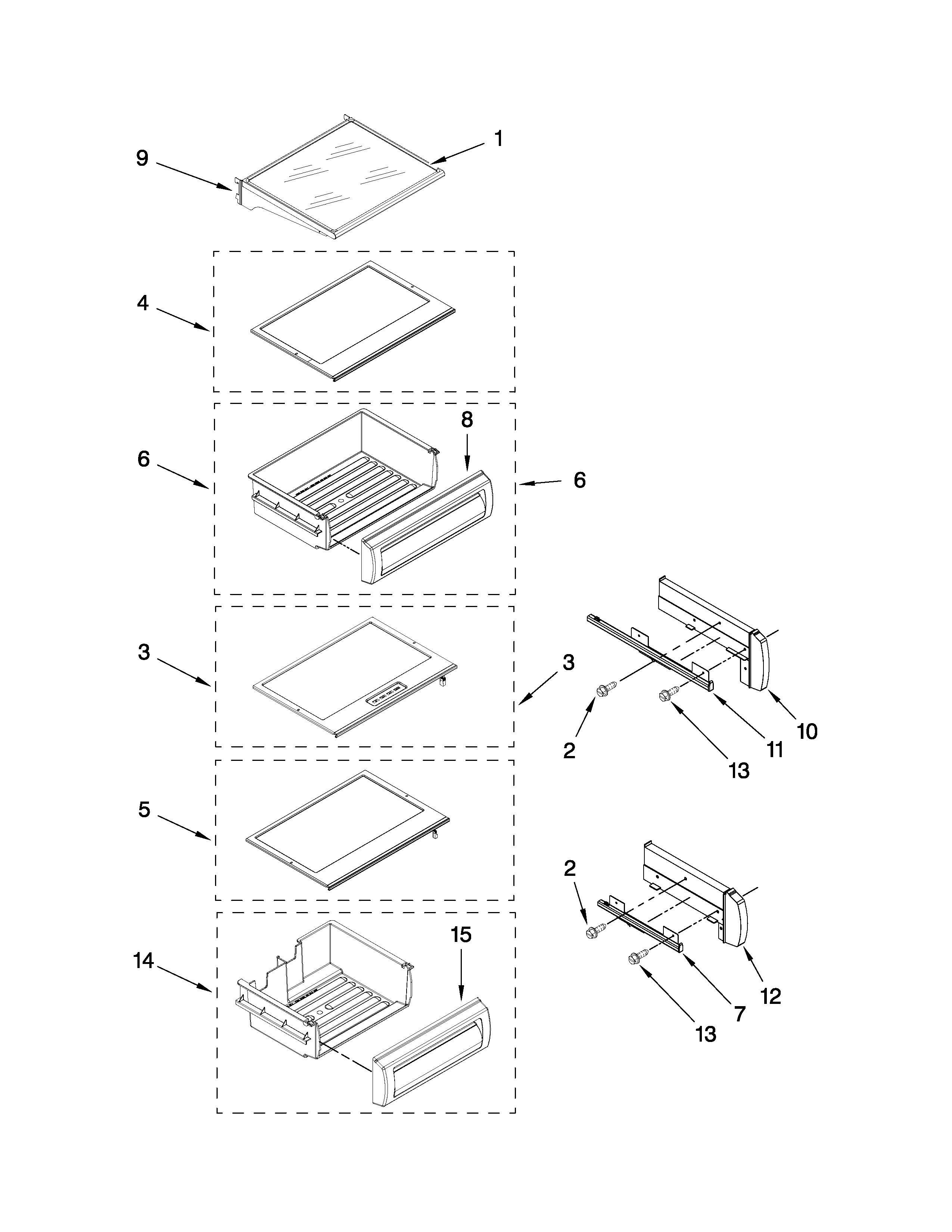 Refrigerator shelf parts