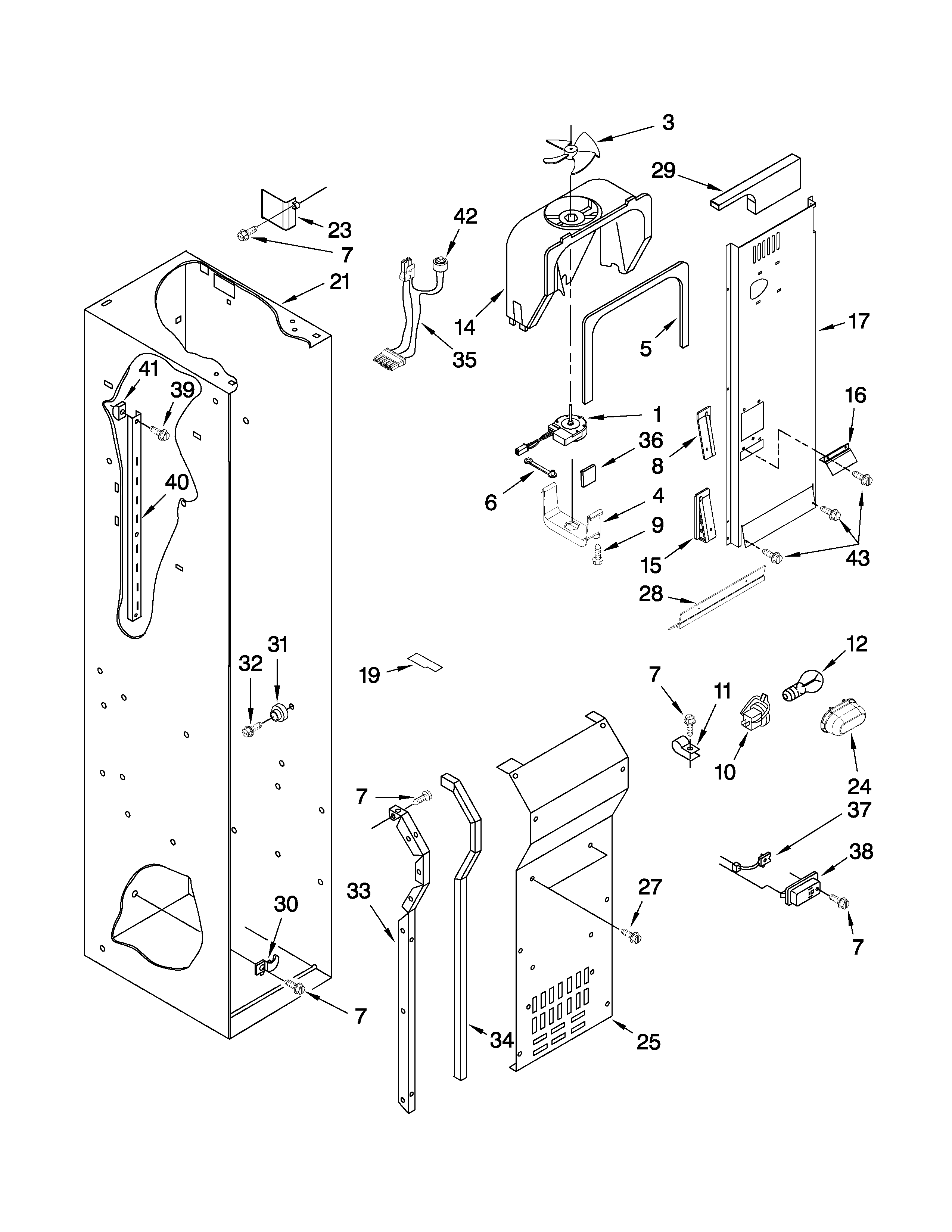 FREEZER LINER AND AIR FLOW PARTS