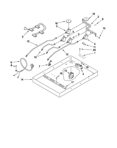 Burner box, gas valves, and switches