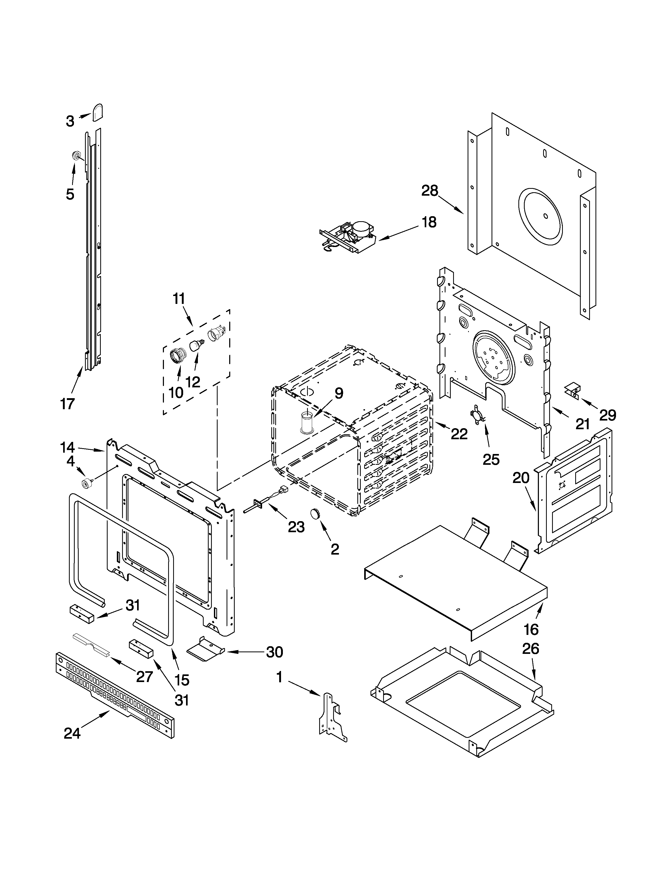 Upper oven parts