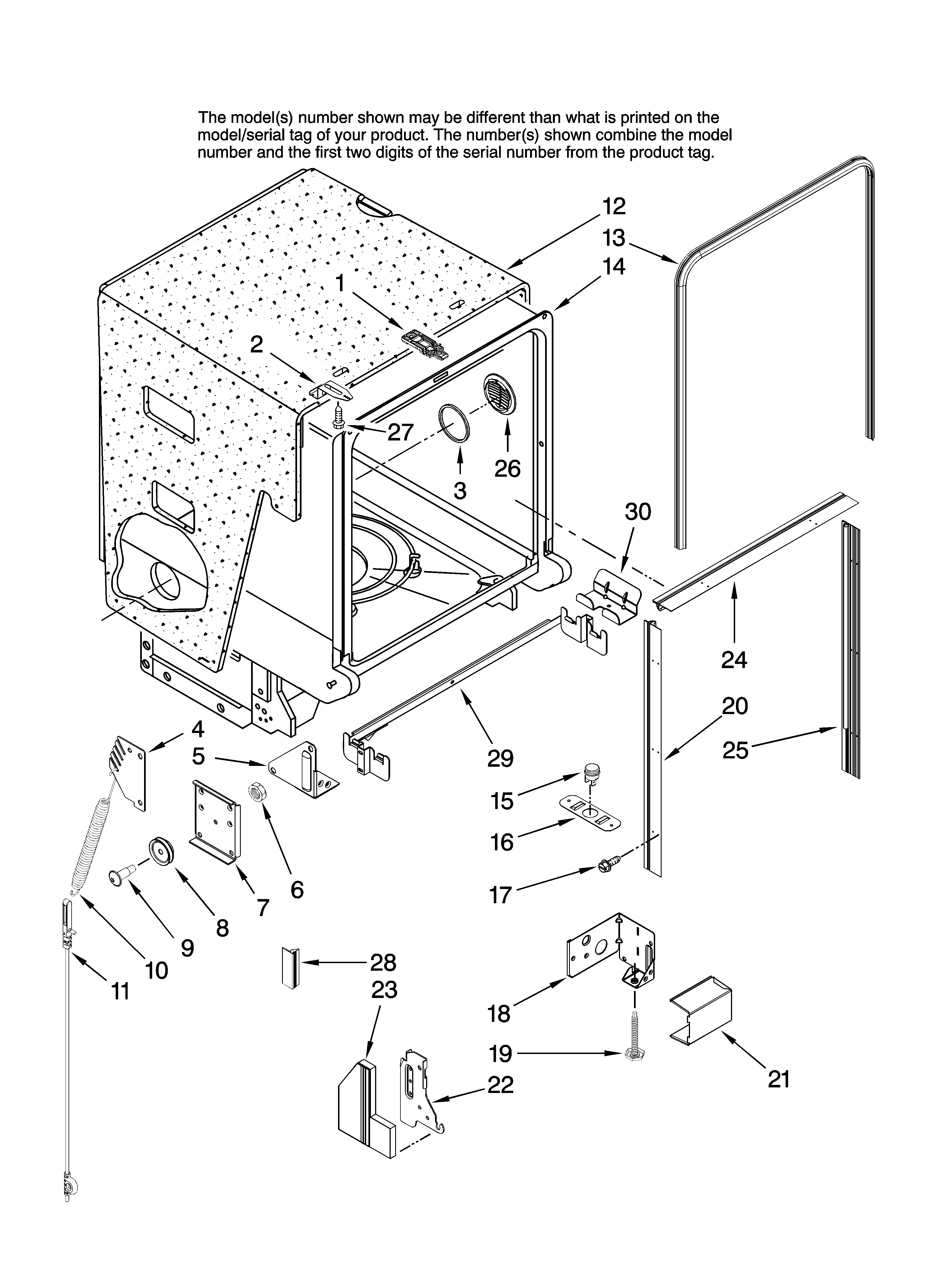 TUB AND FRAME PARTS