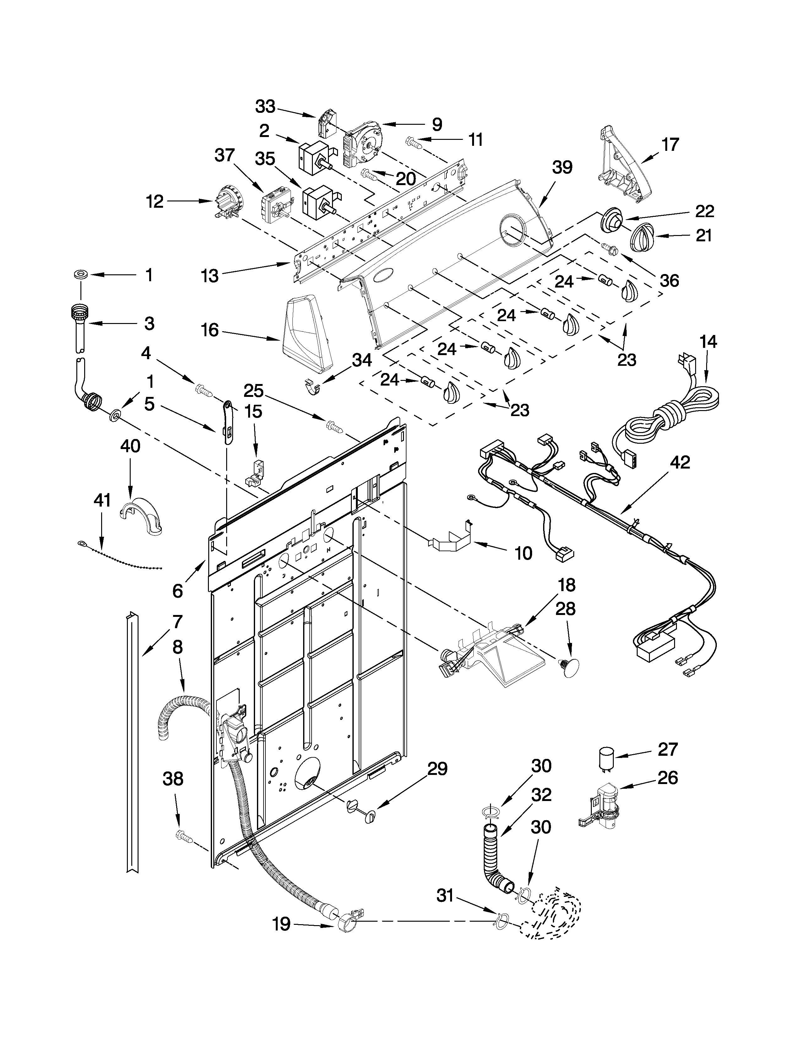 Controls and rear panel parts