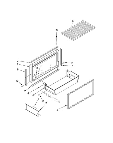 Freezer door and basket parts