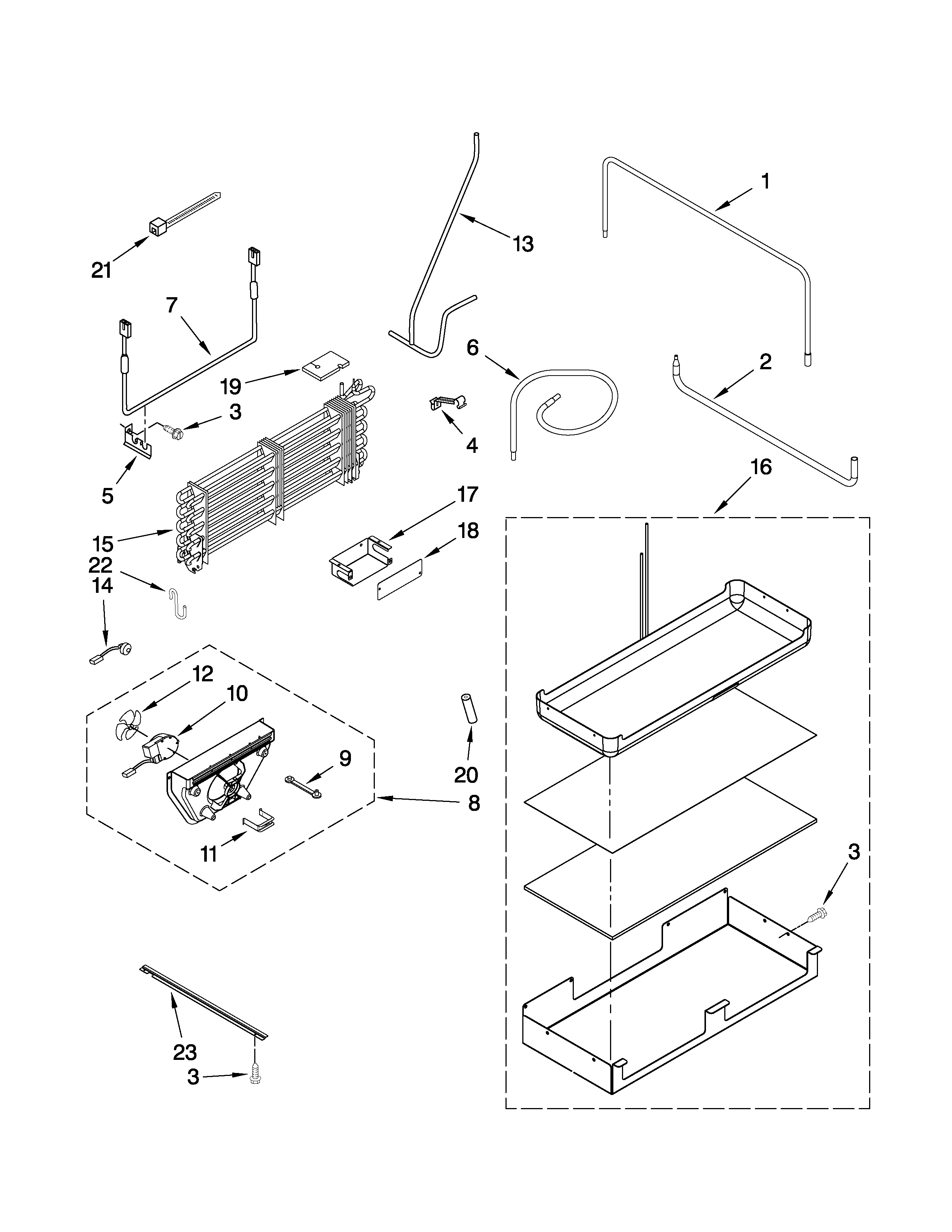 Lower unit and tube parts