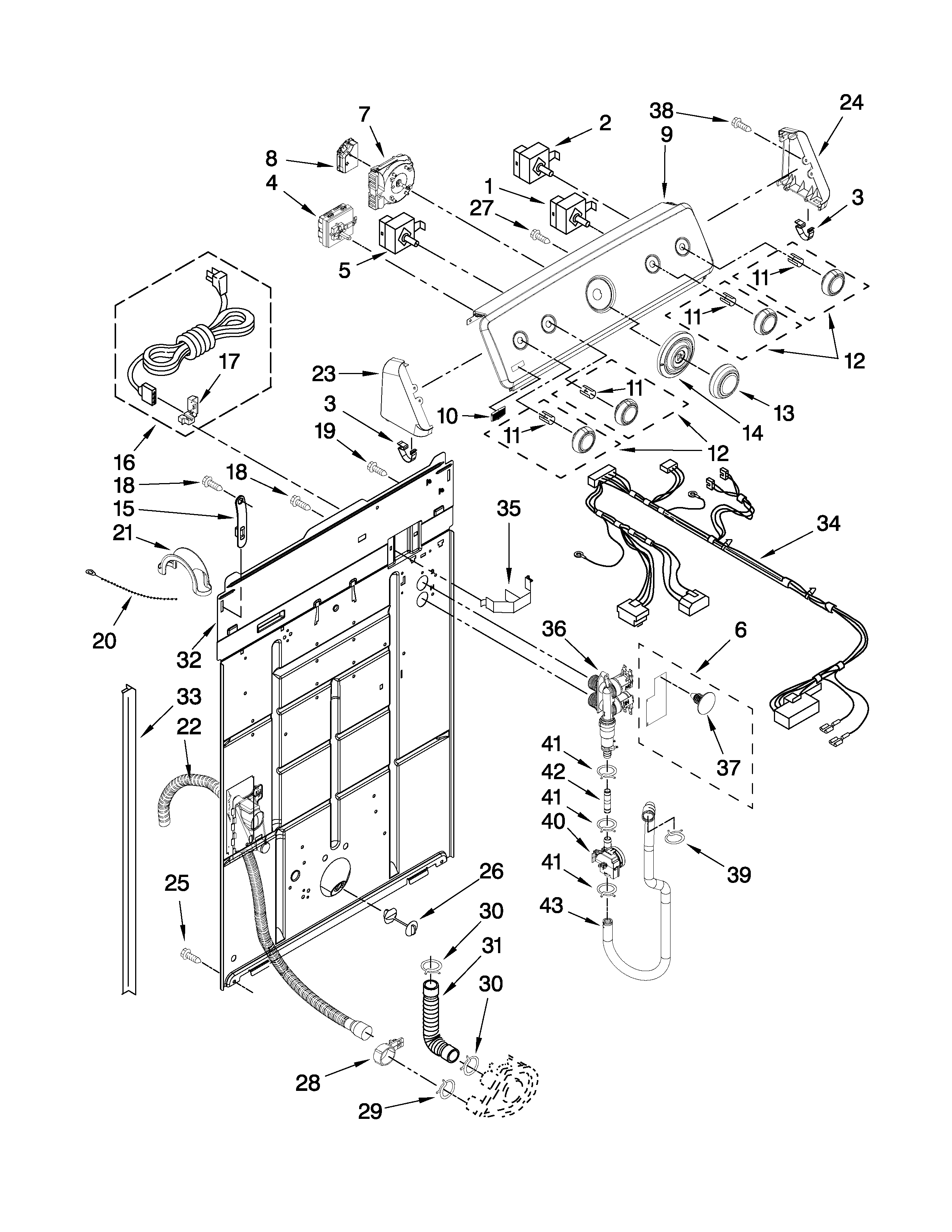 Controls and rear panel parts