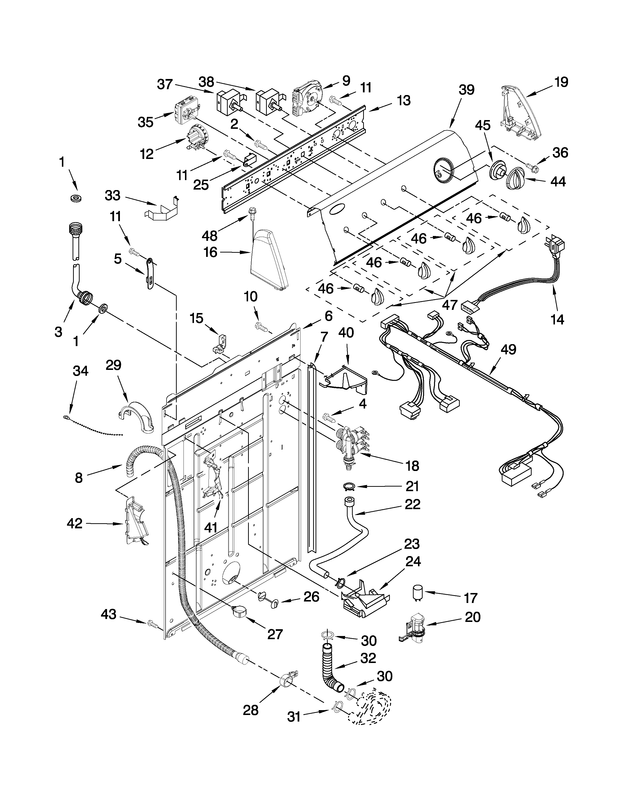 Controls and rear panel parts