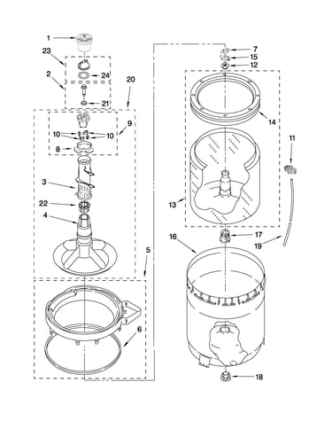 Agitator, basket and tub parts