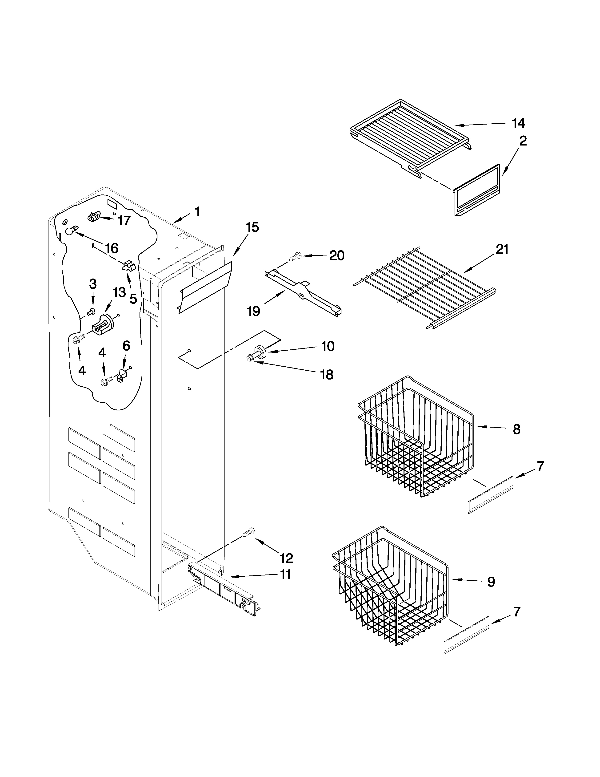 Freezer liner parts