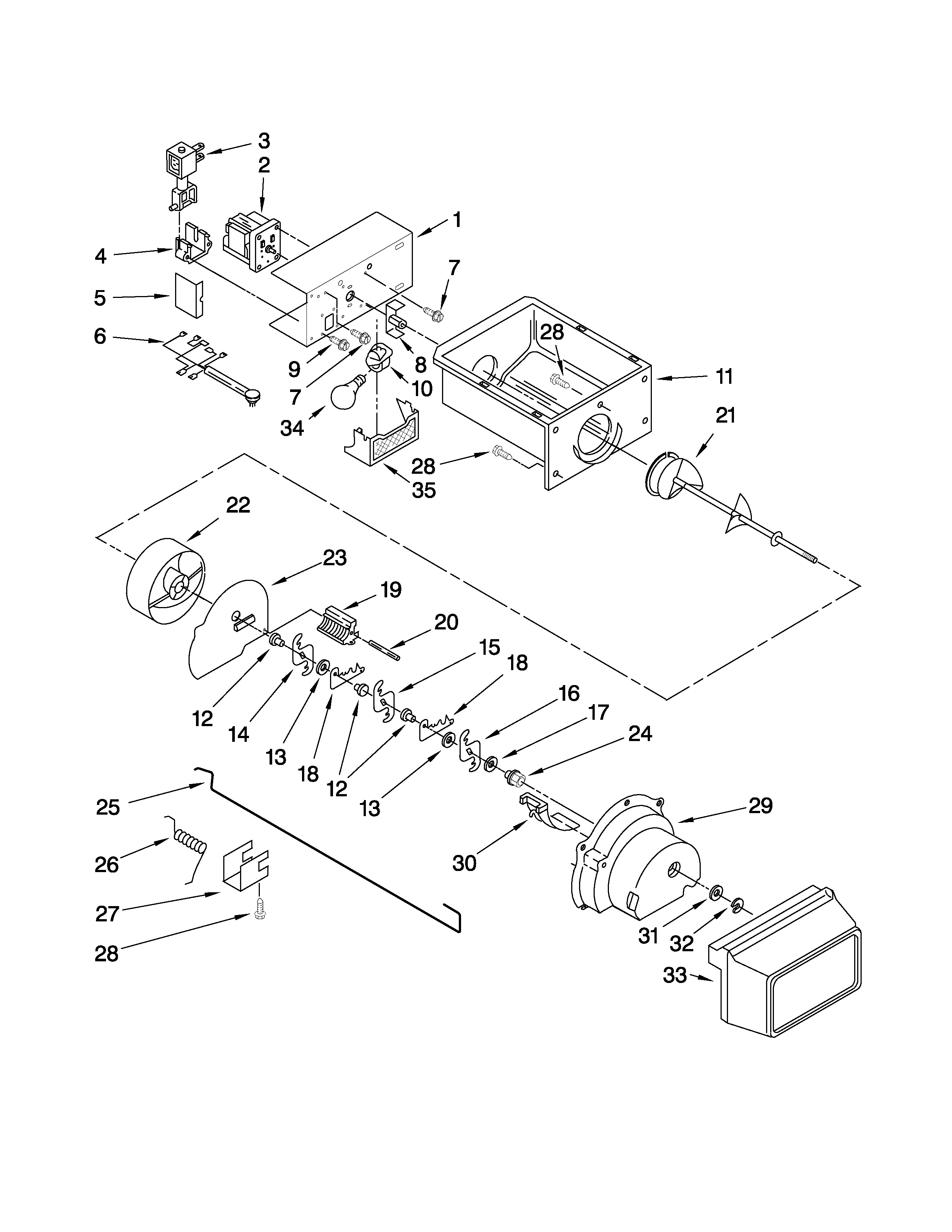 Motor and ice container parts