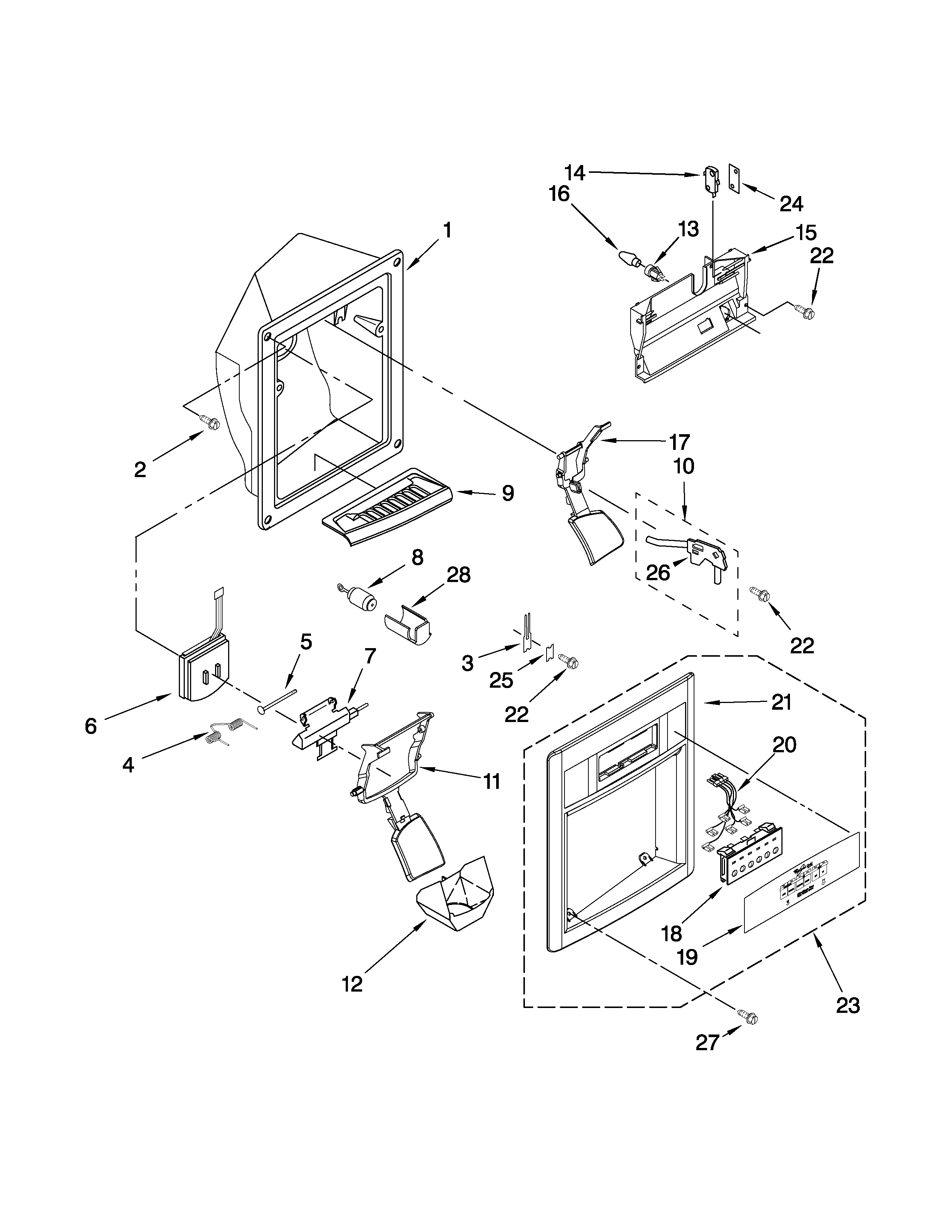 Dispenser front parts