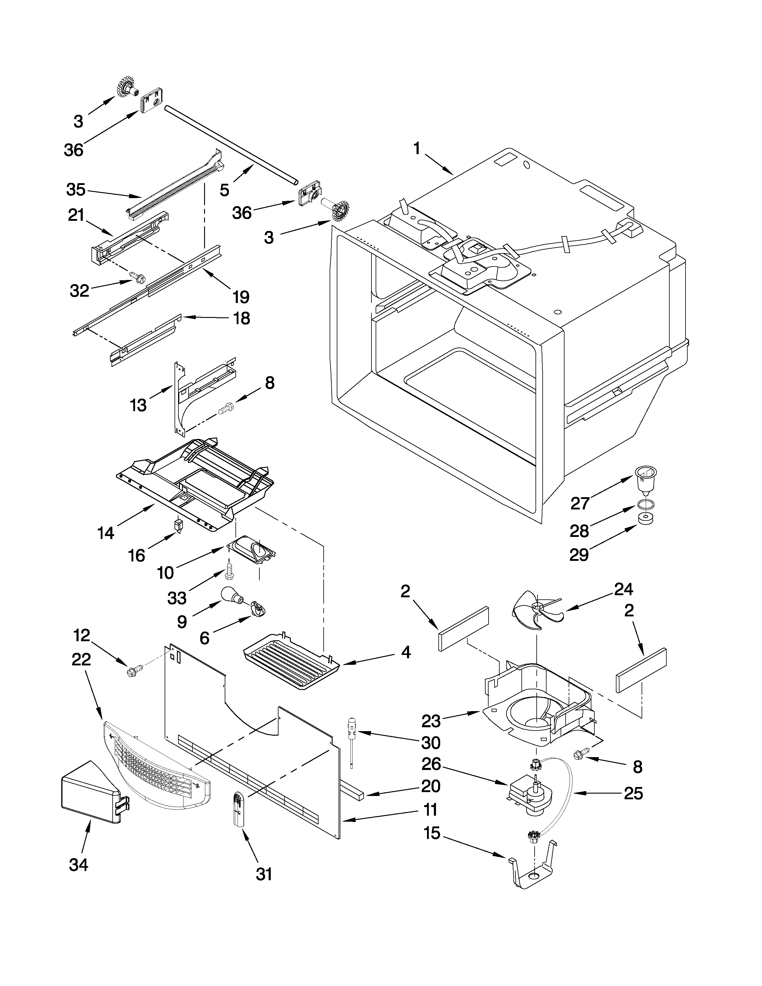 Freezer liner parts