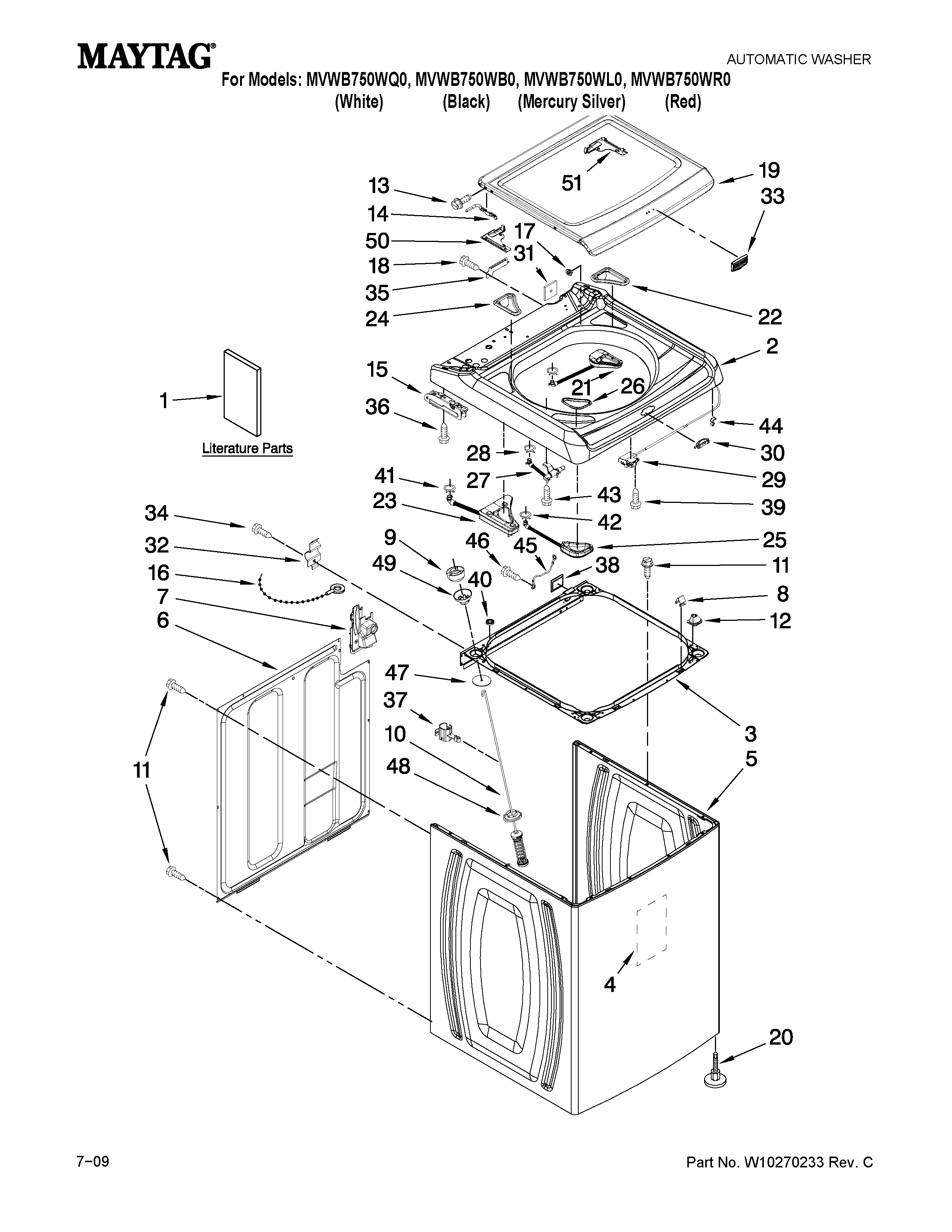 Top and cabinet parts