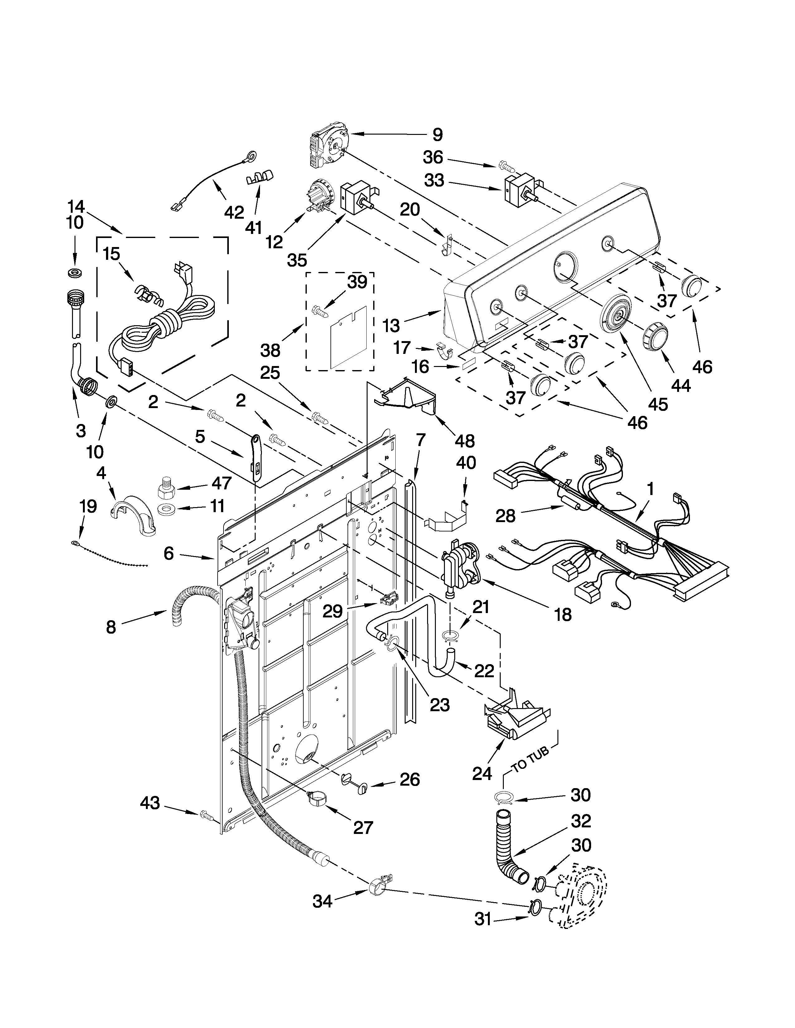 Controls and rear panel parts